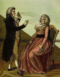 Граф  Сен-Жермен проводит сеанс магии. Рисунок XVIII века