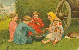 дети едят кашу